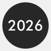 Black White Minimal Modern Bold 2026 Grad Party Runder Aufkleber (Vorderseite)