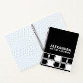 Black White Minimal Modern Squared Daily  Notizblock (Innenseite)