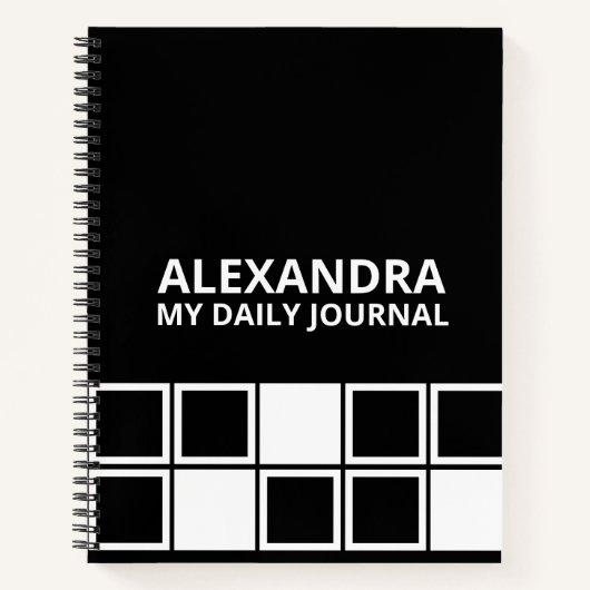 Black White Minimal Modern Squared Daily  Notizblock (Vorderseite)