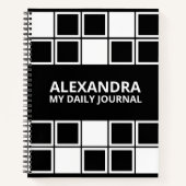 Black White Minimal Modern Squared Daily  Notizblock (Vorderseite)