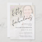 Black White Minimal Photo 50 and Fabulous Birthday Einladung (Vorderseite)