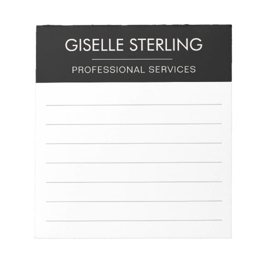 Black White Minimal Professional Modern Business Notizblock (Vorderseite)