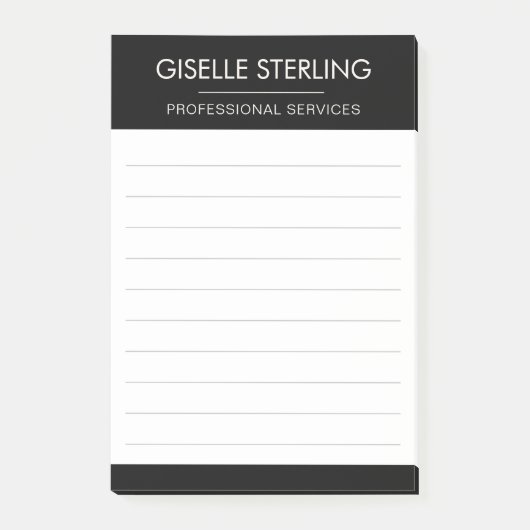 Black White Minimal Professional Modern Business Post-it Klebezettel (Vorderseite)