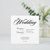 Black & White Minimal Square Wedding Invitation Karte (Stehend Vorderseite)