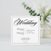 Black & White Minimal Square Wedding Invitation Karte (Stehend Vorderseite)