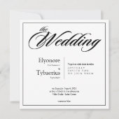 Black & White Minimal Square Wedding Invitation Karte (Vorderseite)