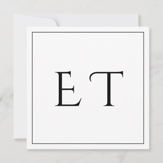 Black & White Minimal Square Wedding Invitation Karte (Rückseite)