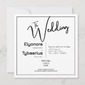 Black & White Minimal Square Wedding Invitation Karte (Vorderseite)