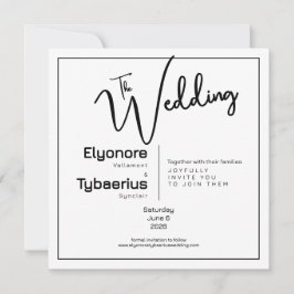 Black & White Minimal Square Wedding Invitation Karte