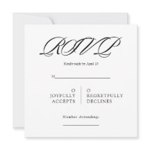 Black& White Minimal Square Wedding RSVP