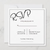Black& White Minimal Square Wedding RSVP Karte (Vorderseite)