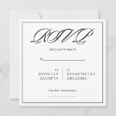 Black& White Minimal Square Wedding RSVP Karte (Vorderseite)