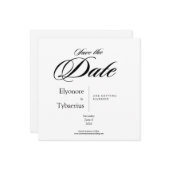 Black & White Minimal Square Wedding Save the Date Karte (Vorderseite/Rückseite Beispiel)