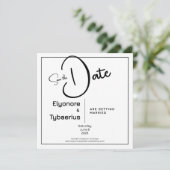 Black & White Minimal Square Wedding Save the Date Karte (Stehend Vorderseite)