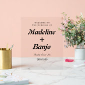 Black & White Minimalist Calligraphy Wedding  Acrylschild (Hochzeit)