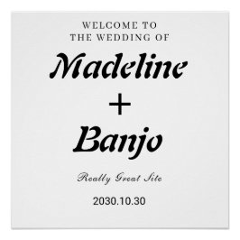 Black & White Minimalist Calligraphy Wedding  Poster