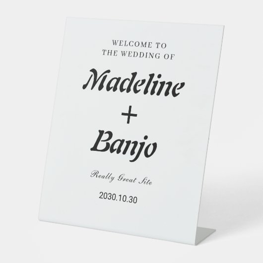 Black & White Minimalist Calligraphy Wedding  Sockelschild (Vorderseite)