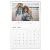 Black White Minimalist Family Photo 2026 Monthly  Kalender (Jan 2026)