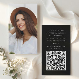 Black White Minimalist Graduation Fund QR Begleitkarte