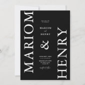 Black & White Minimalist Modern Elegant Wedding Einladung (Vorderseite)