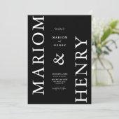 Black & White Minimalist Modern Elegant Wedding Einladung (Stehend Vorderseite)