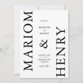 Black & White Minimalist Modern Elegant Wedding Einladung (Vorderseite)