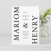 Black & White Minimalist Modern Elegant Wedding Einladung (Stehend Vorderseite)