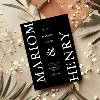 Black & White Minimalist Modern Elegant Wedding Einladung