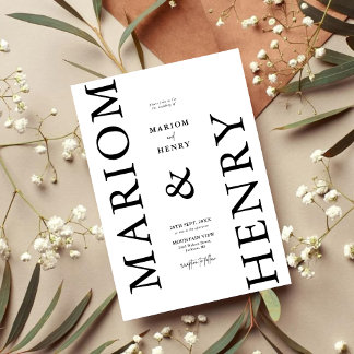 Black & White Minimalist Modern Elegant Wedding Einladung