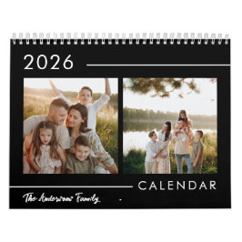 Black & White Minimalist Modern Family Photo 2026 Kalender