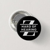 Black White Minimalist Monogram Hard of Hearing Button (Vorne & Hinten)