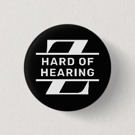 Black White Minimalist Monogram Hard of Hearing Button