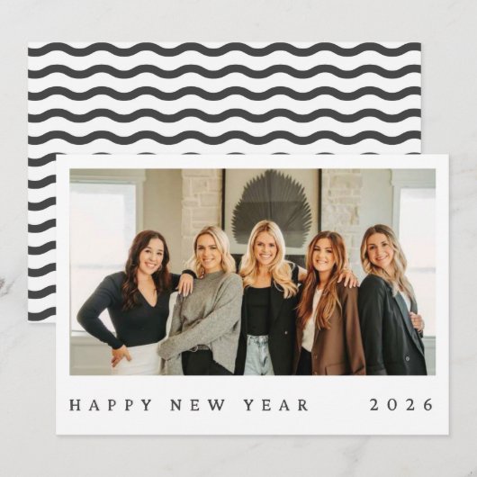 Black & White Minimalist Photo New Year (Vorne/Hinten)