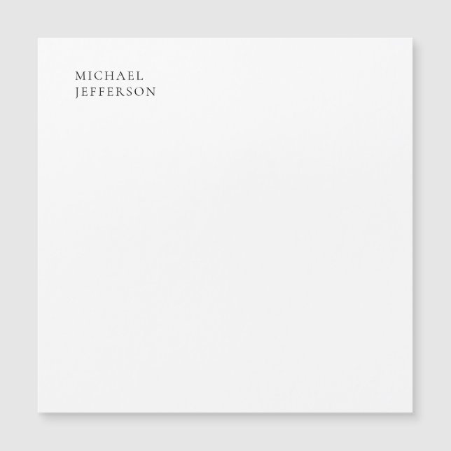 Black & White Minimalist Plain Modern Magnetkarte (Vorderseite)