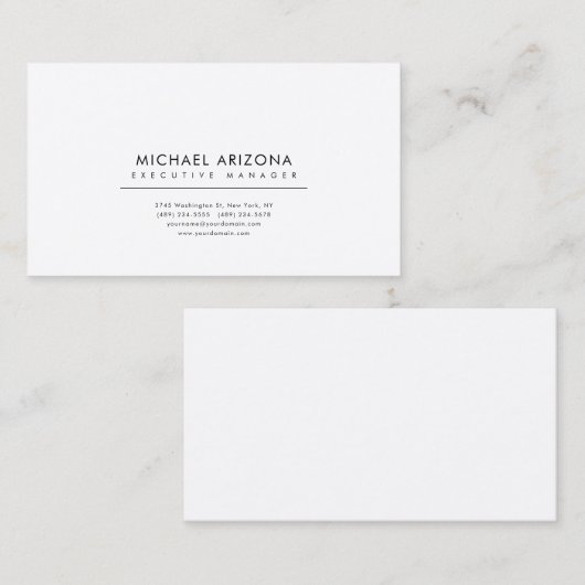 Black & White Minimalist Plain Premium Silk Visitenkarte (Vorne/Hinten)