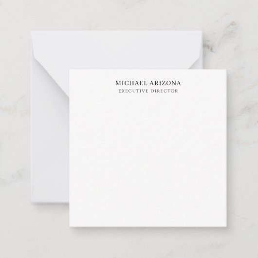 Black & White Minimalist Simple Chic Modern Plain Mitteilungskarte (Vorderseite)
