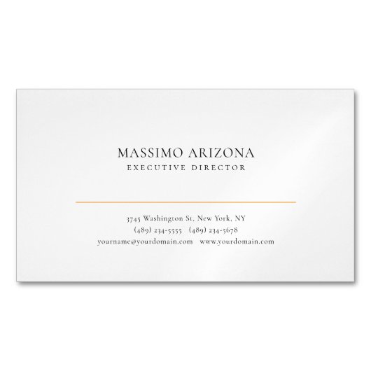 Black White Minimalist Simple Plain Modern Magnetische Visitenkarte (Vorderseite)
