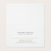 Black White Minimalist Simple Plain Premium Linen Visitenkarten (Außenseite Aufgefaltet)