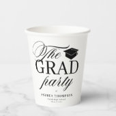 Black White Minimalist The Grad Party  Pappbecher (Vorderseite)