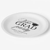 Black White Minimalist The Grad Party Pappteller (Schrägansicht)