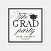 Black White Minimalist The Grad Party  Serviette (Vorderseite)