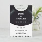 Black White Minimalist Vinyl Record Save The Date Einladung (Stehend Vorderseite)