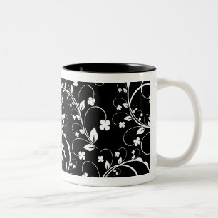 black&white mit Blumen Zweifarbige Tasse