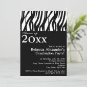 Black+White Mod Zebra Graduierungsparty Einladung (Stehend Vorderseite)