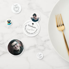 Black & White Modern 3 Foto Graduation Party Konfetti