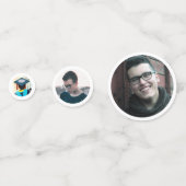 Black & White Modern 3 Foto Graduation Party Konfetti (Rückseiten)