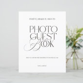 Black & White Modern Classic Photo Guest Book Sign (Stehend Vorderseite)