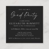 Black White Modern Graduation Party Begleitkarte (Rückseite)