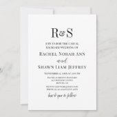 Black & White Modern Monogram Backyard Wedding Einladung (Vorderseite)
