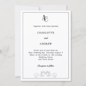 Black white modern monogram diamonds wedding einladung (Vorderseite)